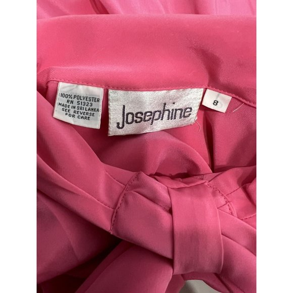 Vtg 80s Hot Pink Pussybow Blouse Sz 8 Long Sleeve Button Up Romantic Secretary - Picture 9 of 10